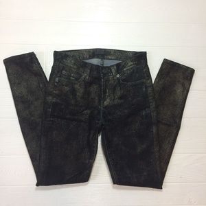 7FAMK Black Shimmer Skinny Stretch Jeans Womens 24
